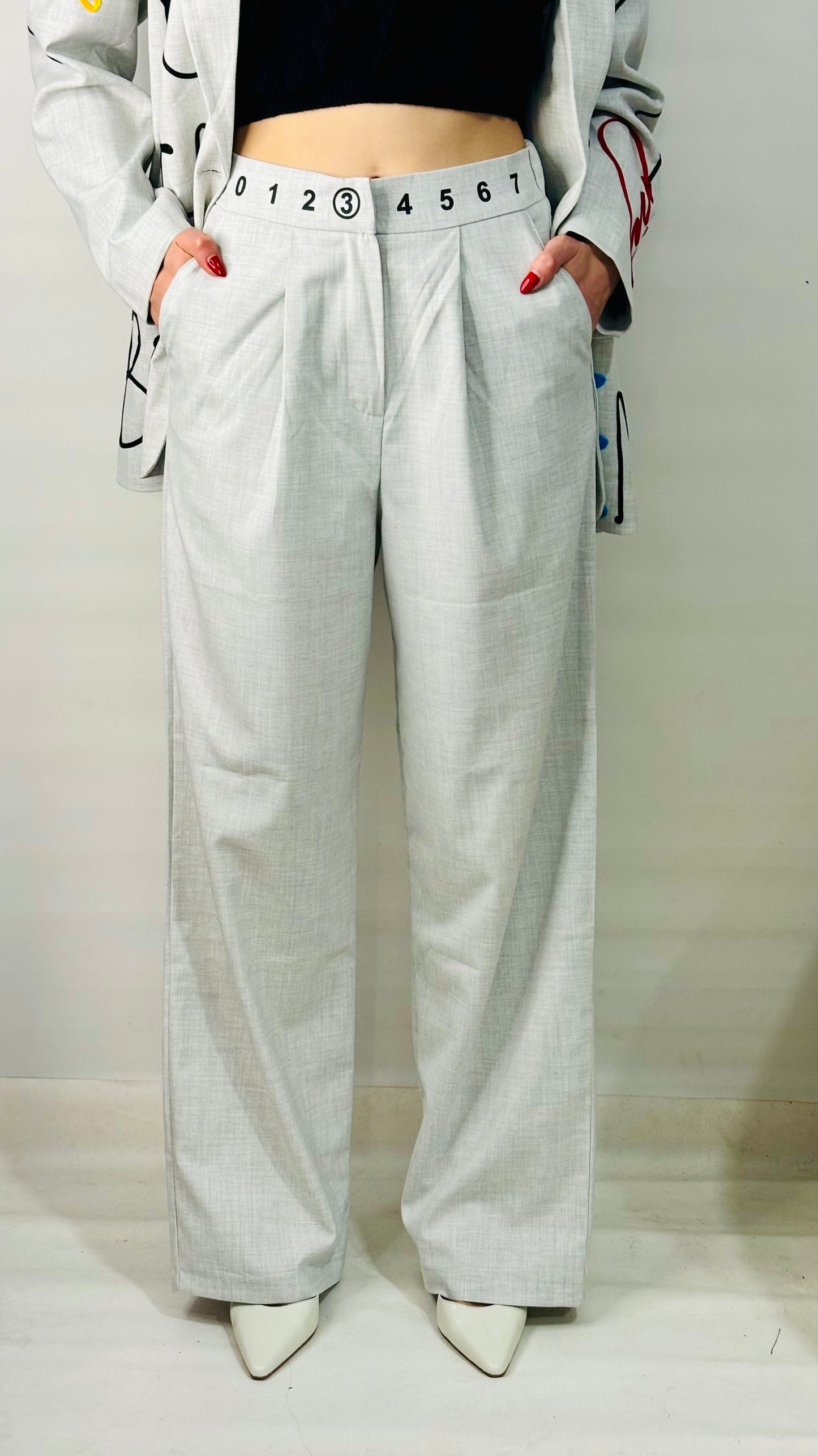 Grey high waist trouser