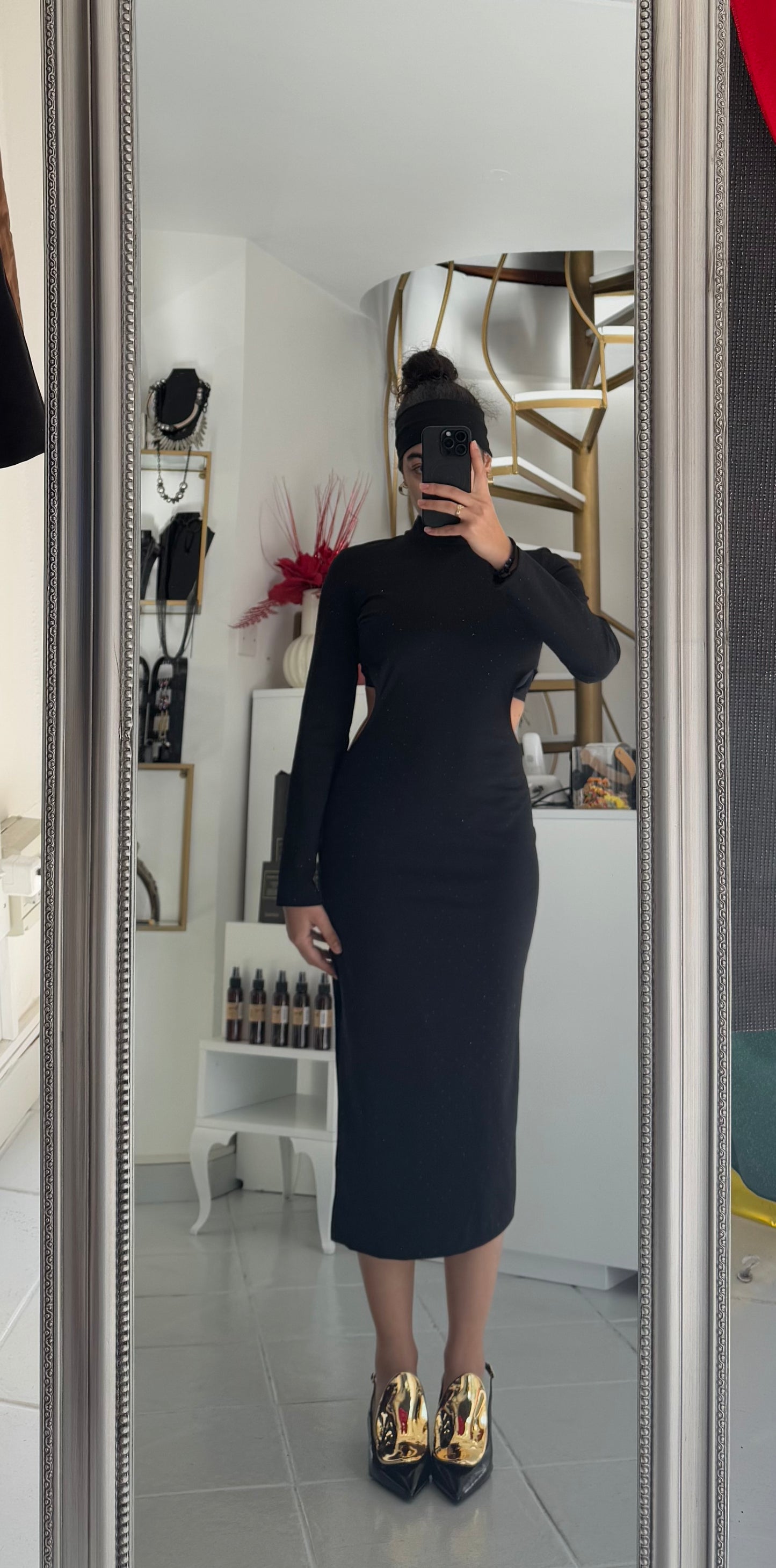 Black midi dress