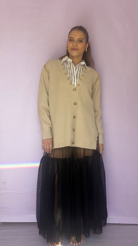 Beige cardigan with studs