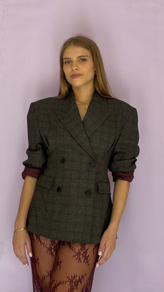Check double breasted blazer