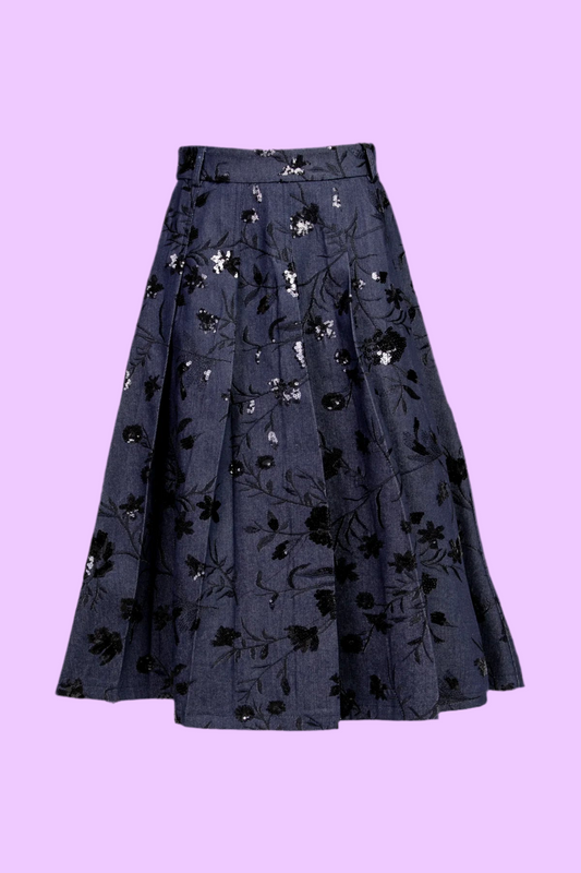 Denim skirt with embroidery
