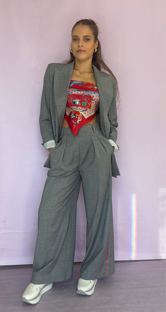 Wide leg gray pants