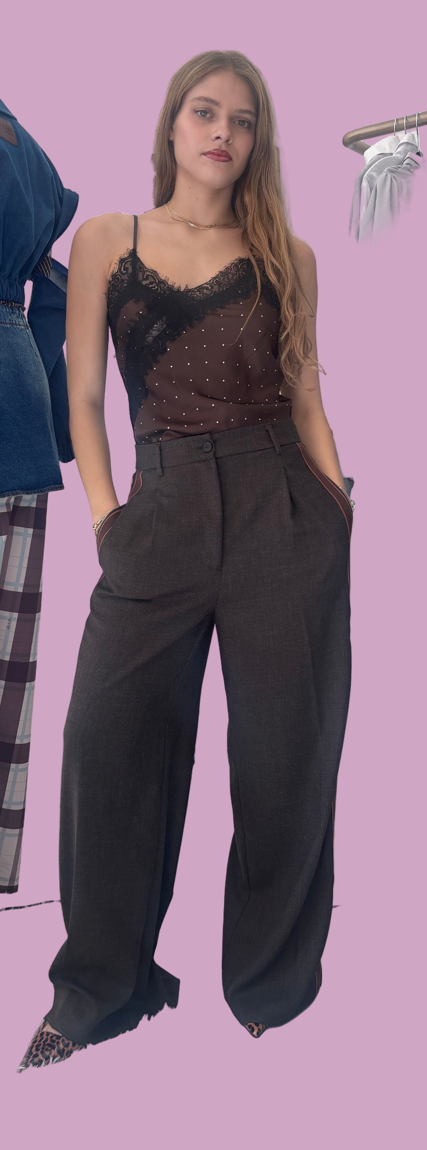 Brown pants with stripes