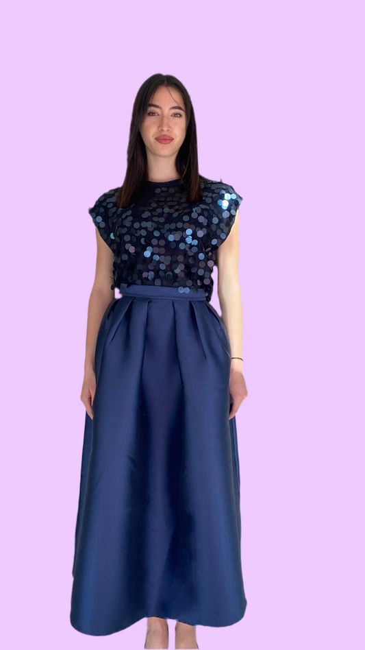 Sleeveless knit sequin long top