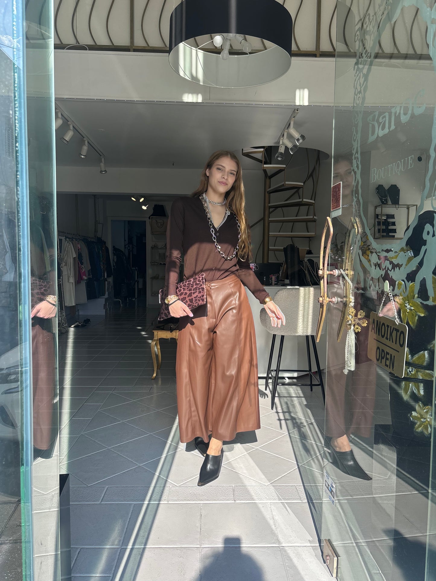 Eco leather zip culotte