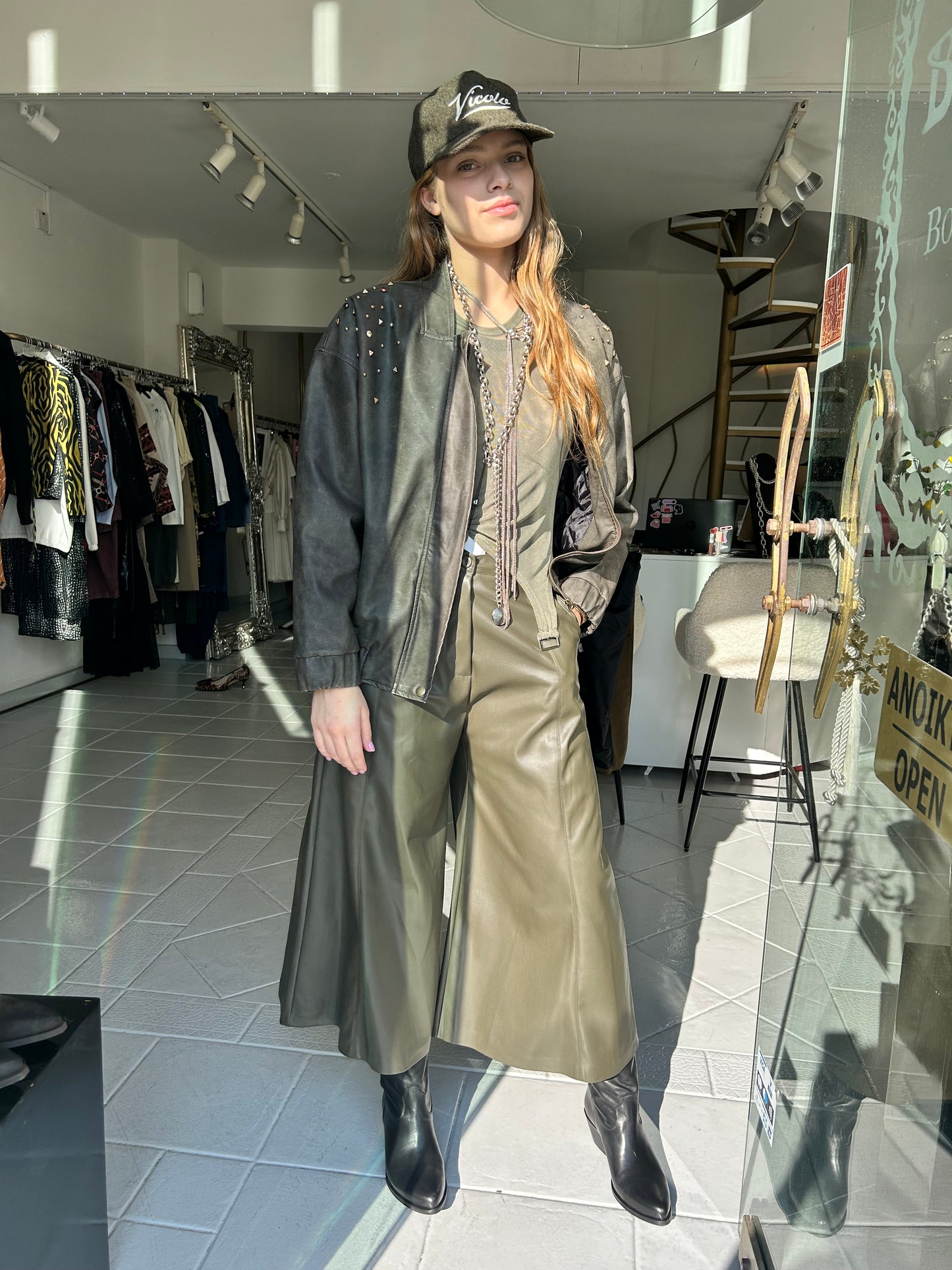 Eco leather zip culotte