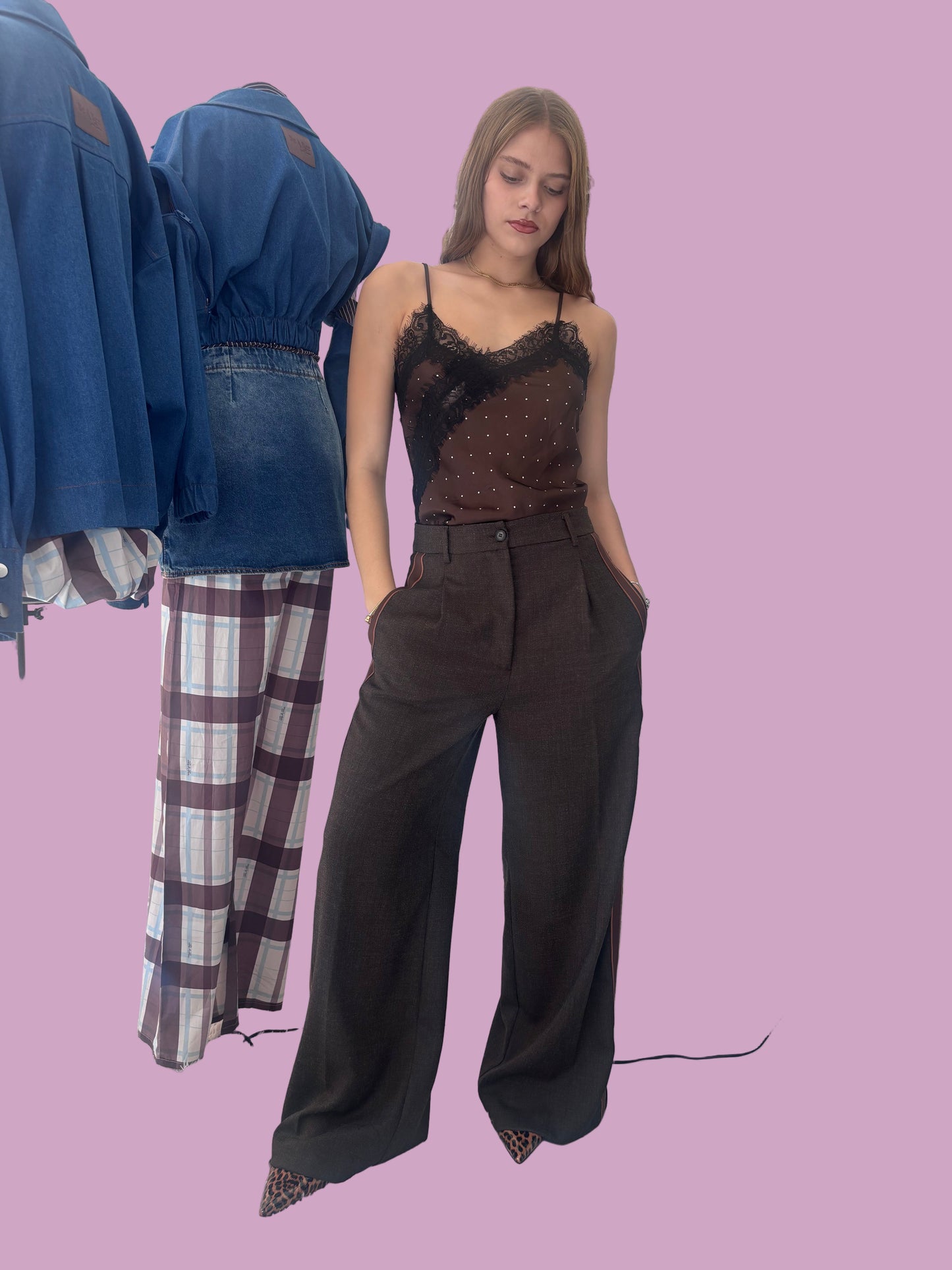 Brown pants with stripes