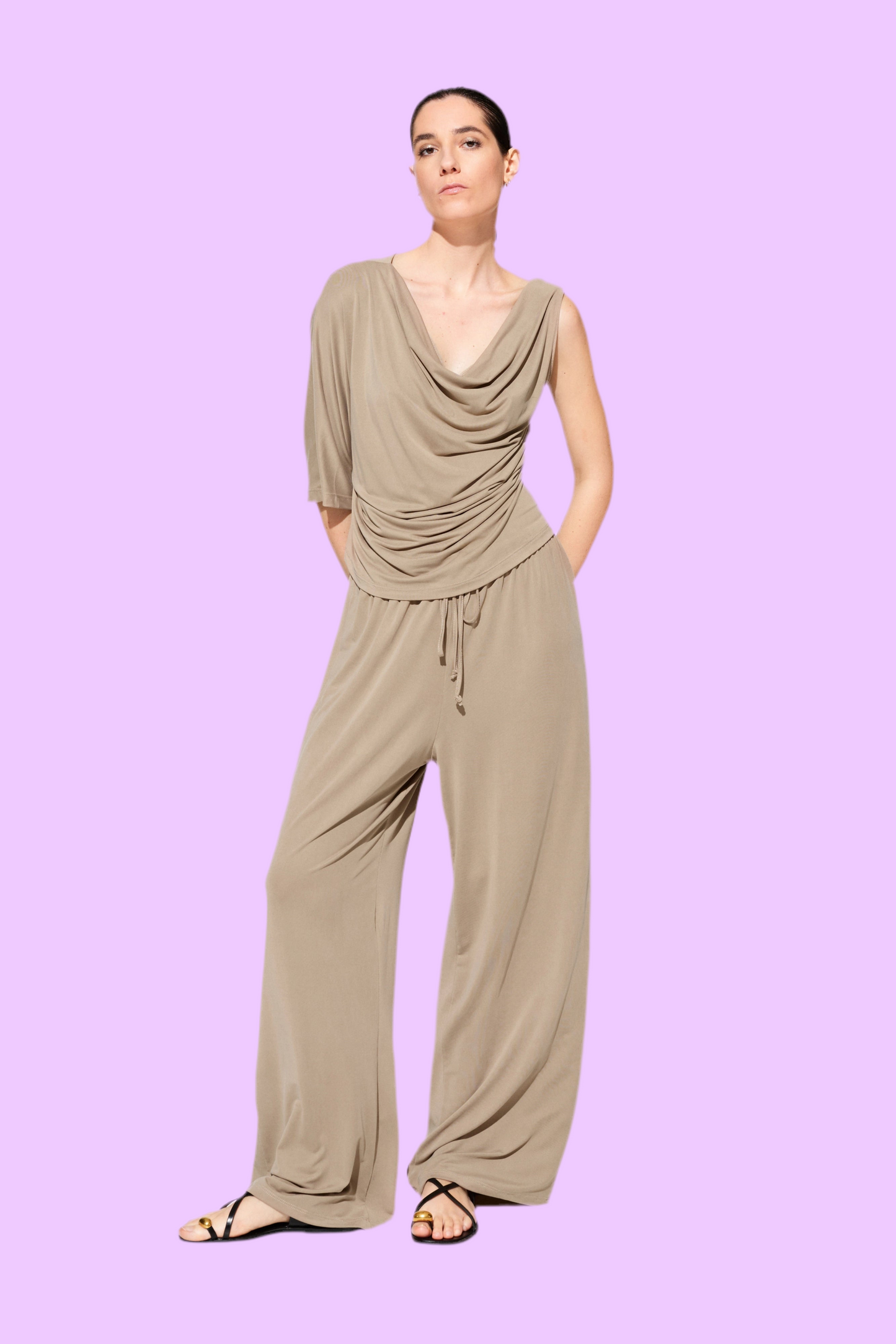 Cotton pants with drawstring
