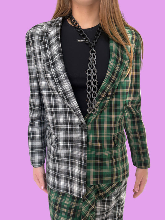 Regular fit blazer with two-tone checked pattern