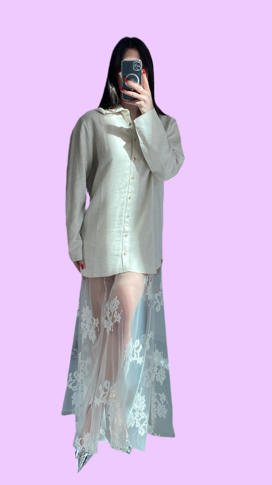 Long lace skirt with culottes