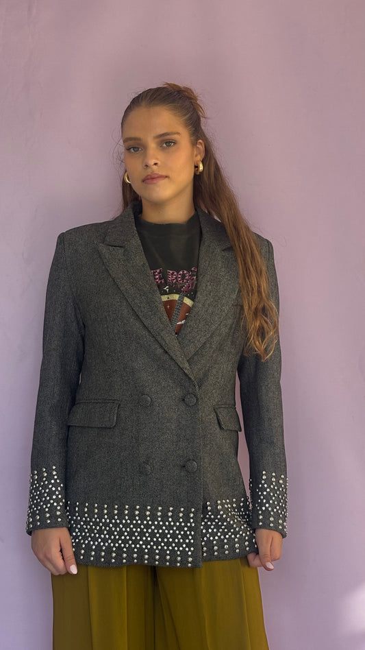 Gray fishbone blazer