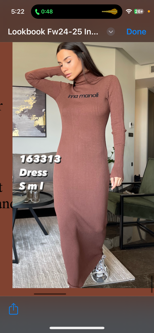 Knit long long sleeve dress