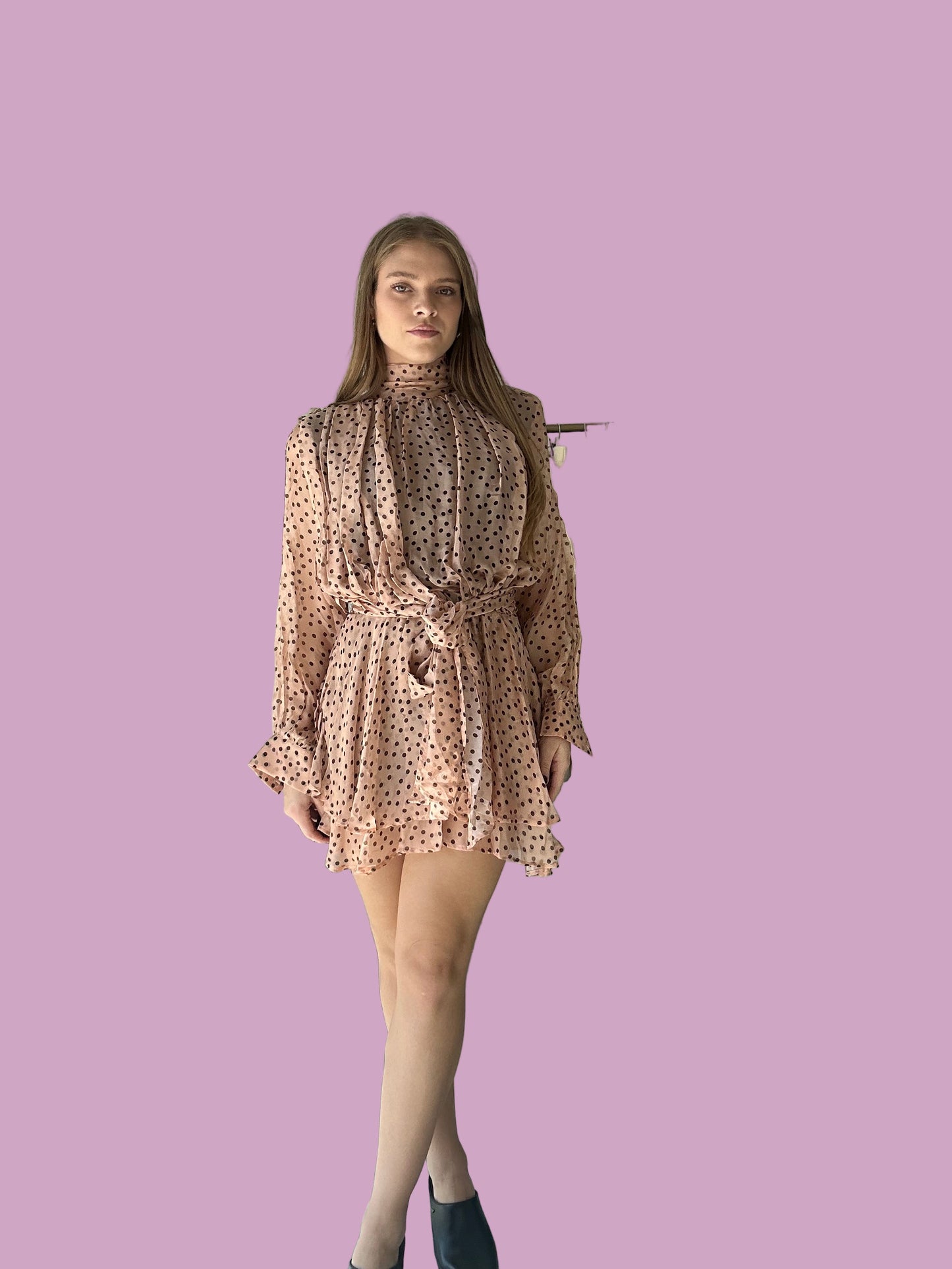 Pink Petit pois mini dress