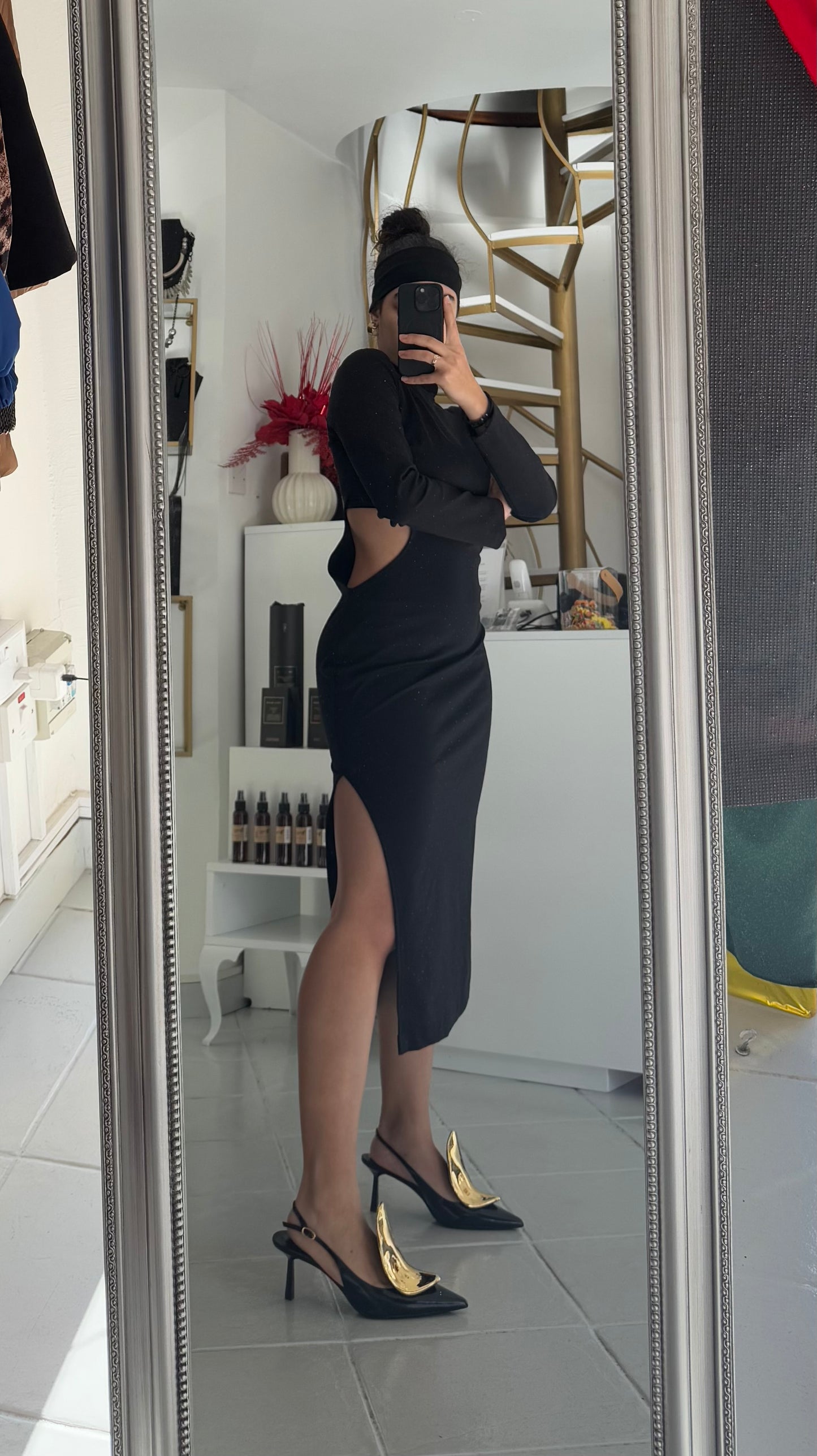 Black midi dress