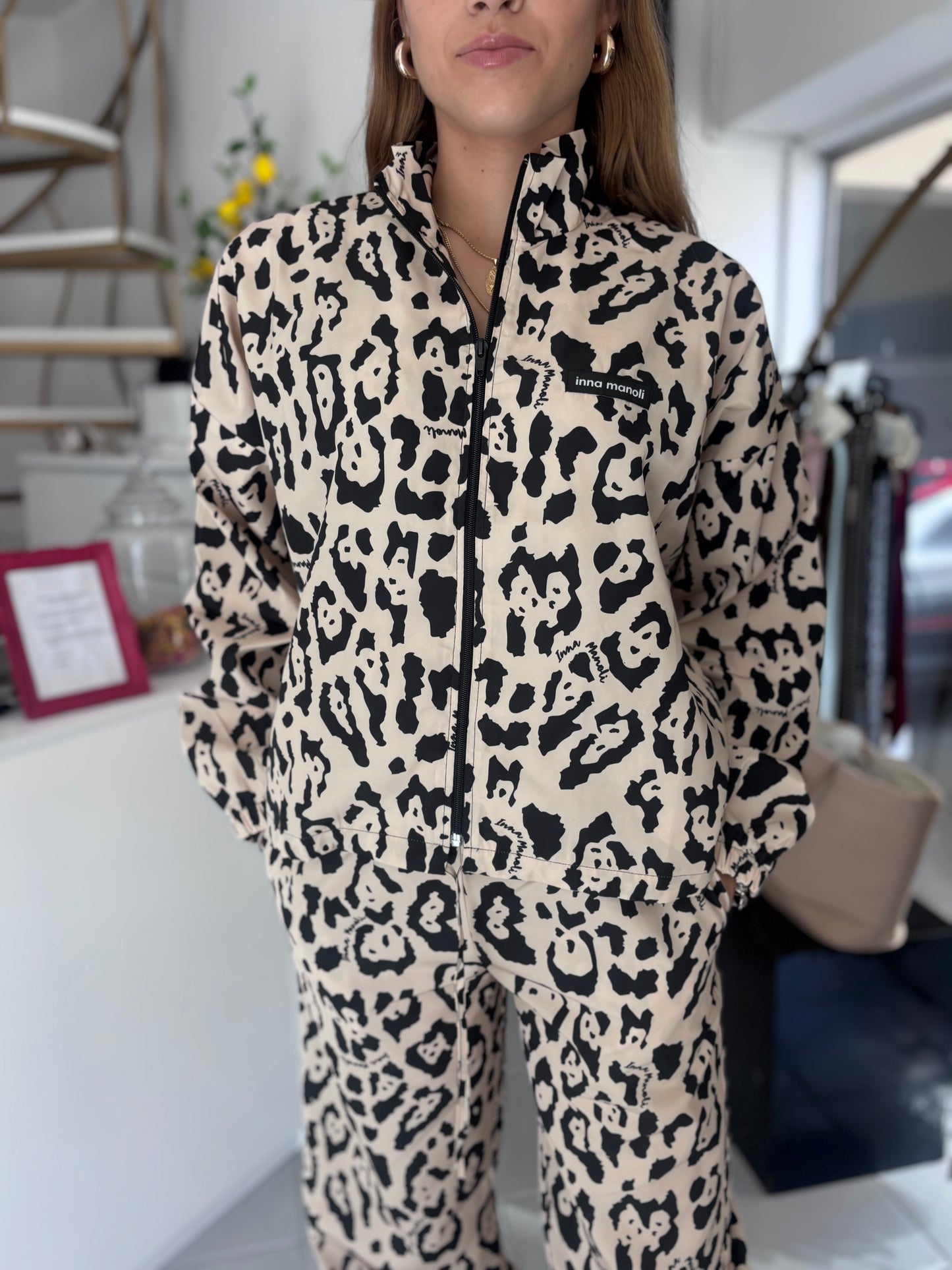 Leopard cream Inna Manoli taffeta set