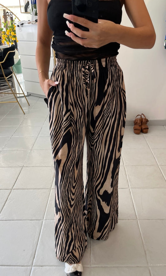 Zebra print pants in earthy colors