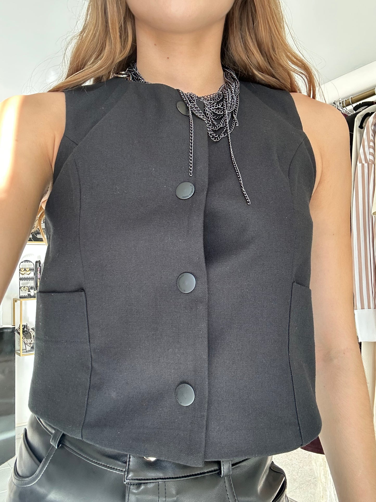 Black tailored vest
