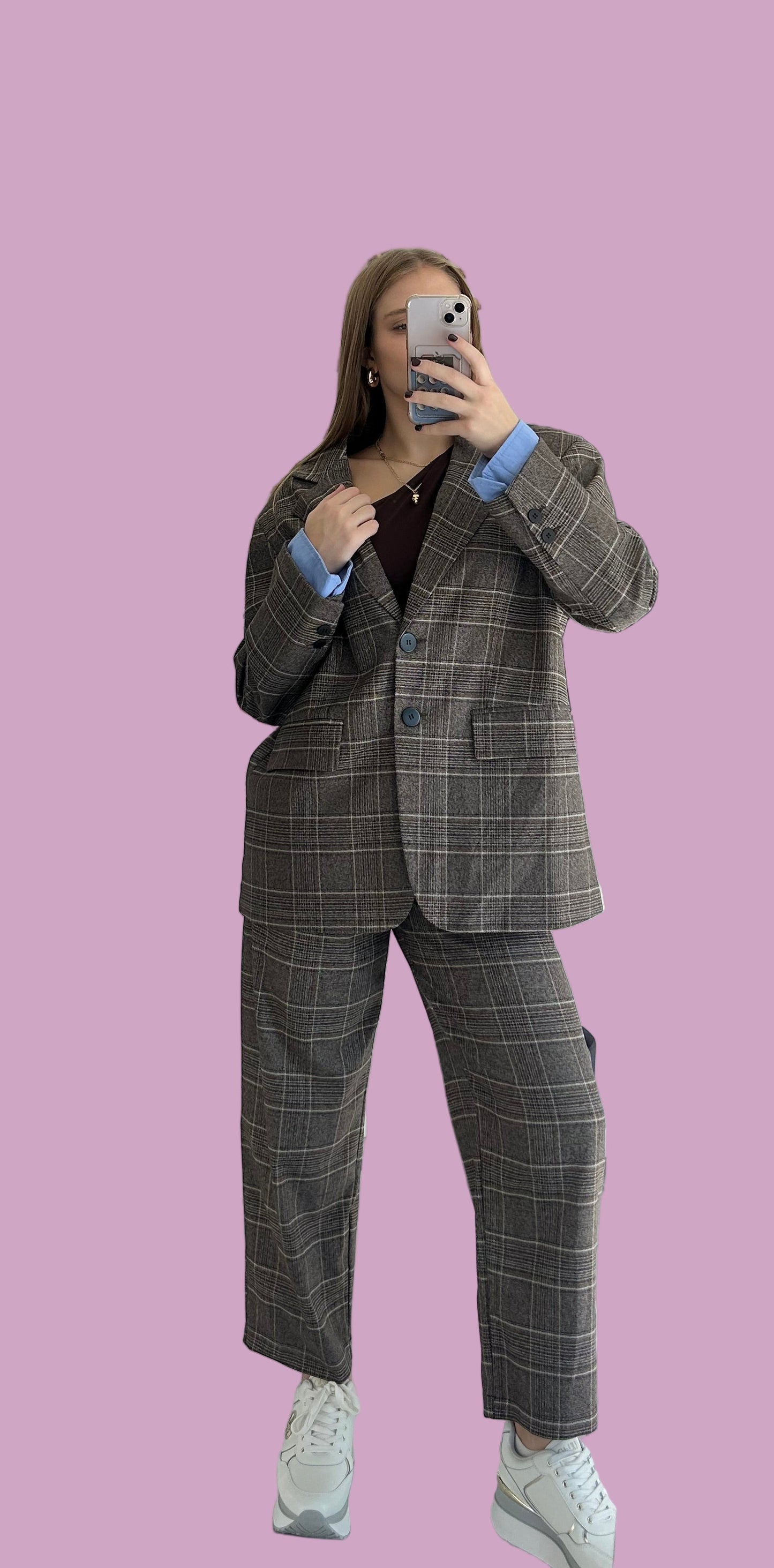Checked oversize blazer