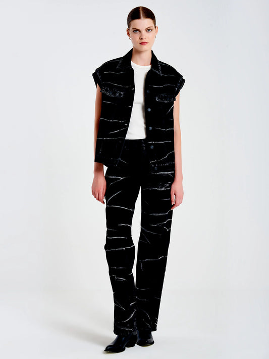 Zebra effect jean trouser