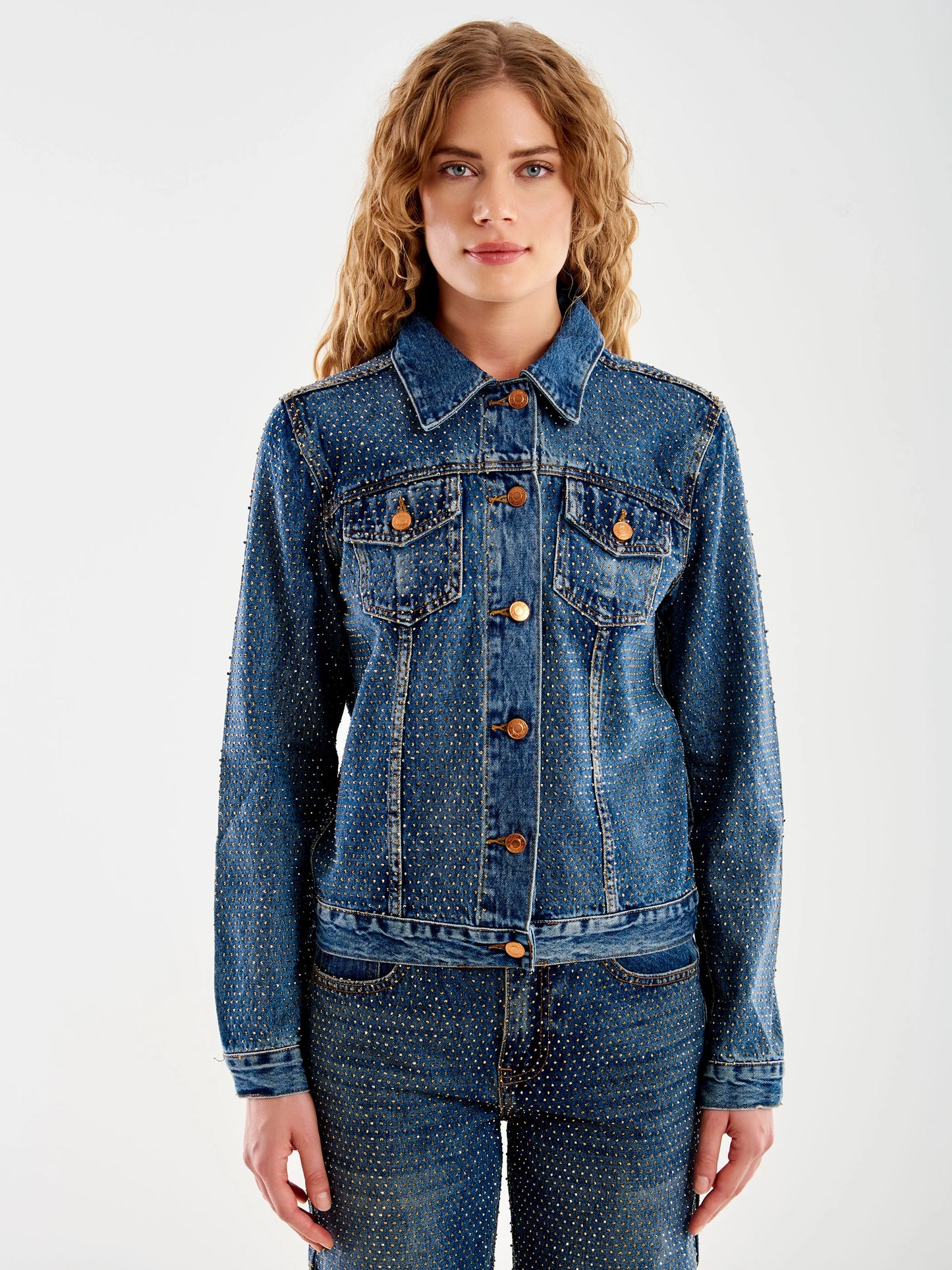 Blue jean jacket with rhinestones