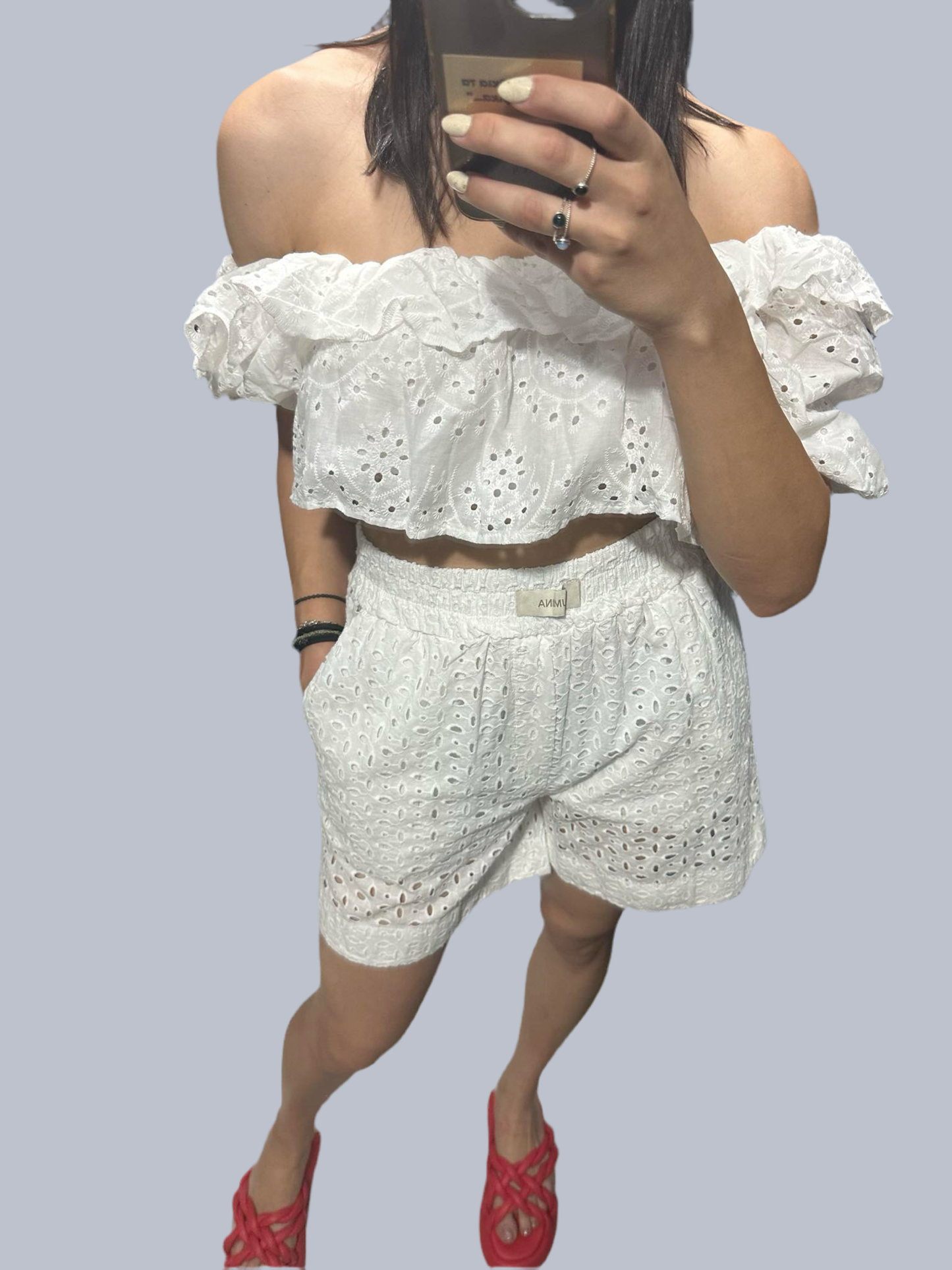 White embroidered short