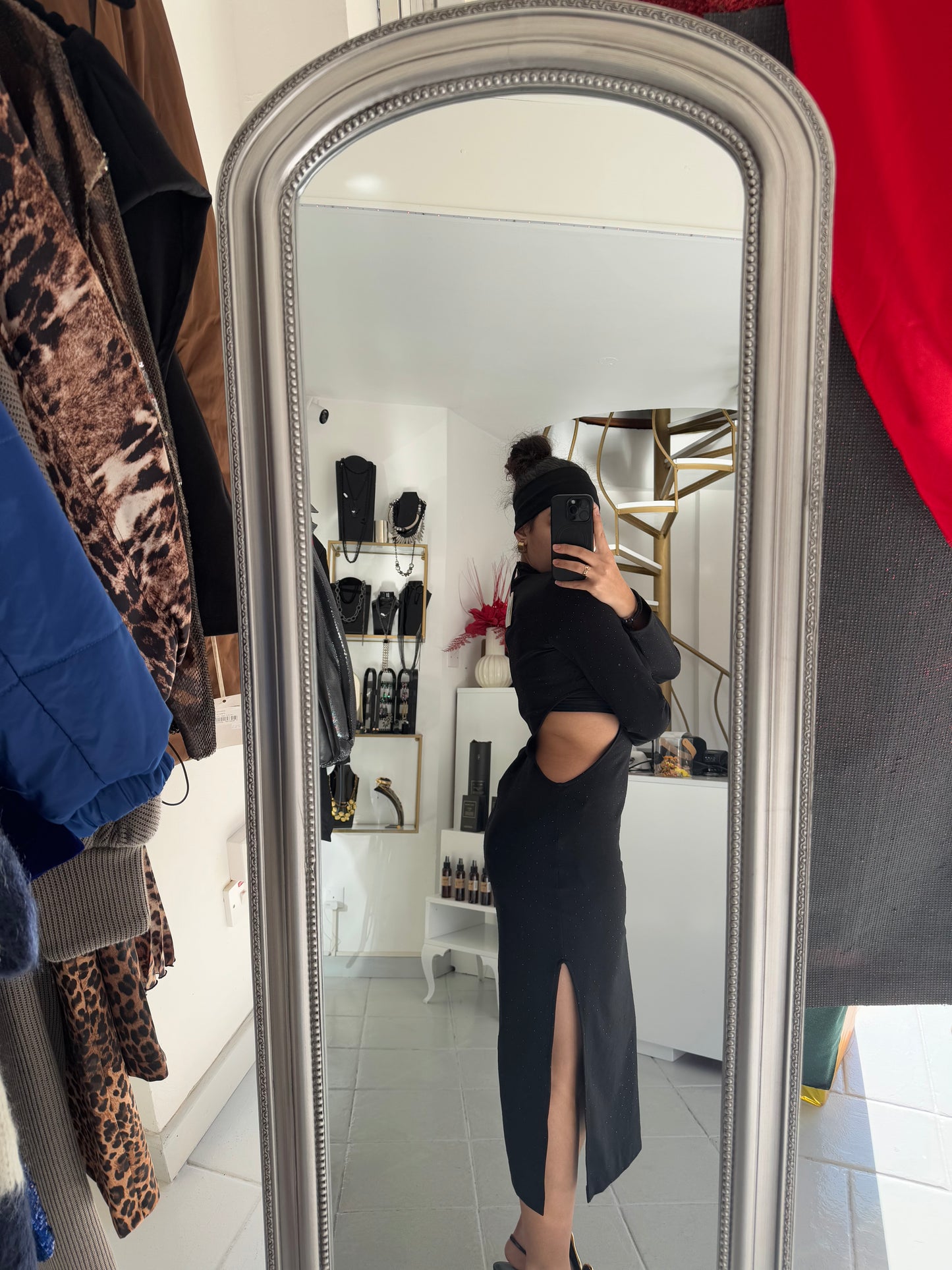 Black midi dress