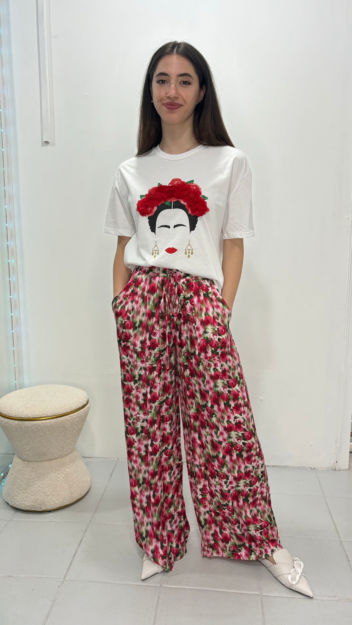 Flower print trouser