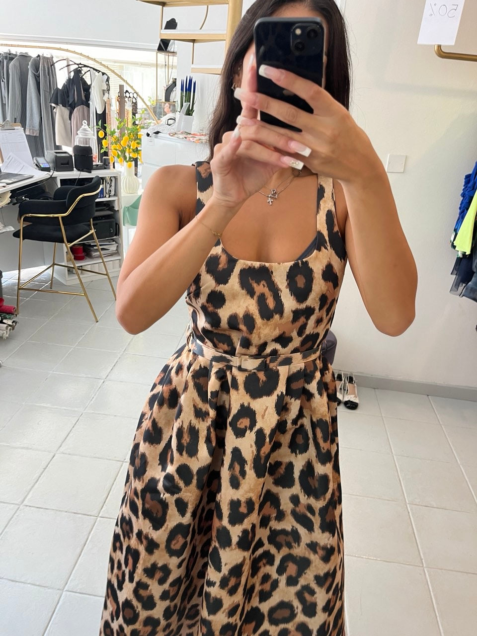 Leopard midi dress