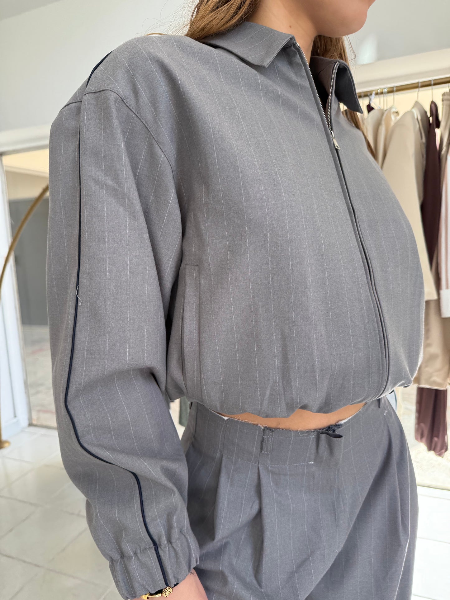 Light gray pinstripe jacket
