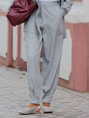 Gray pin stripe balloon pants