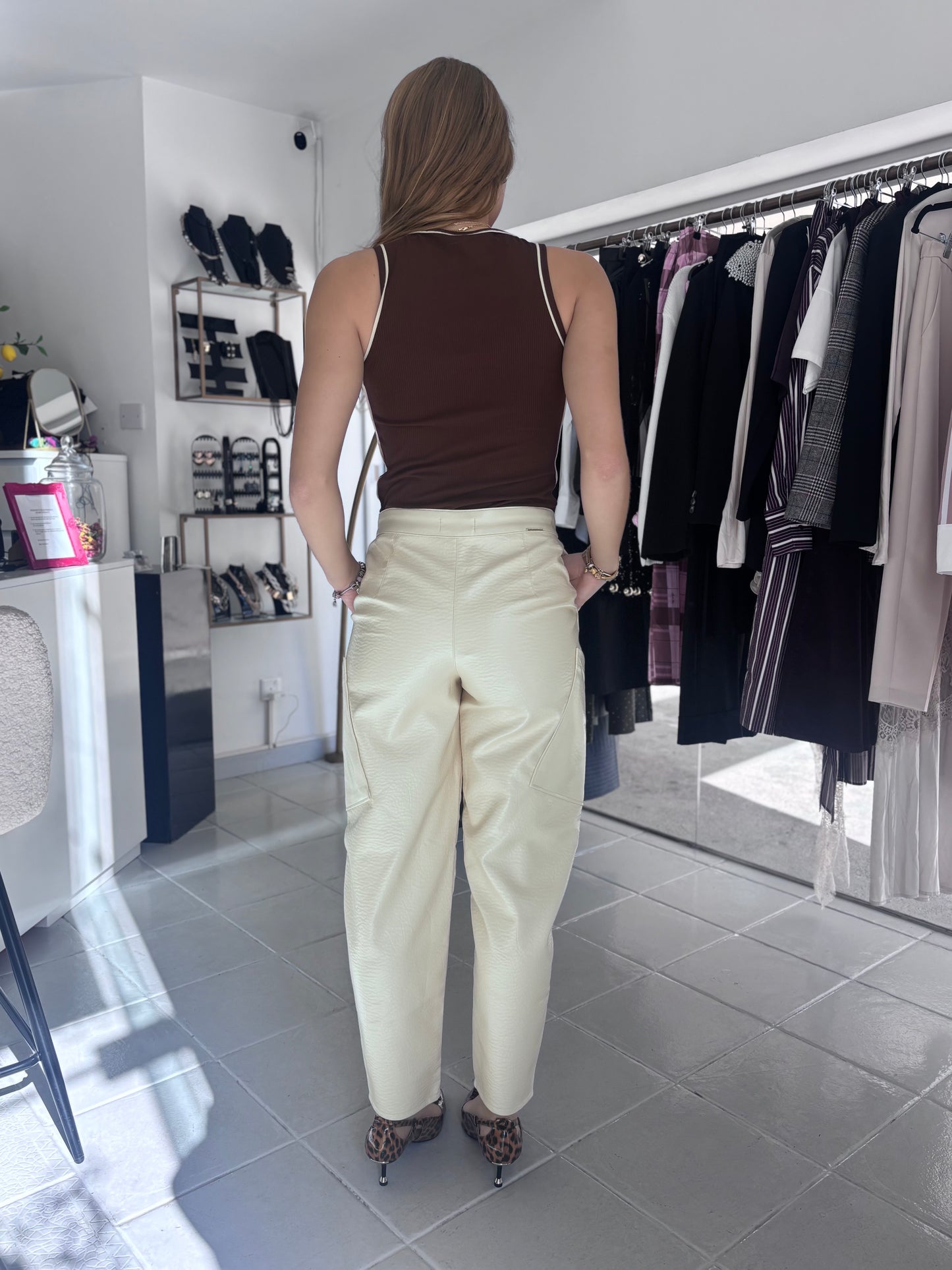 Offwhite eco leather pants