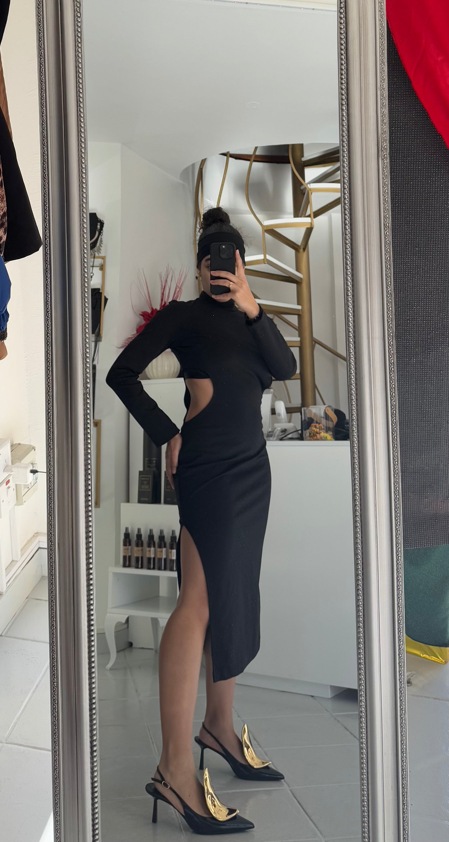 Black midi dress