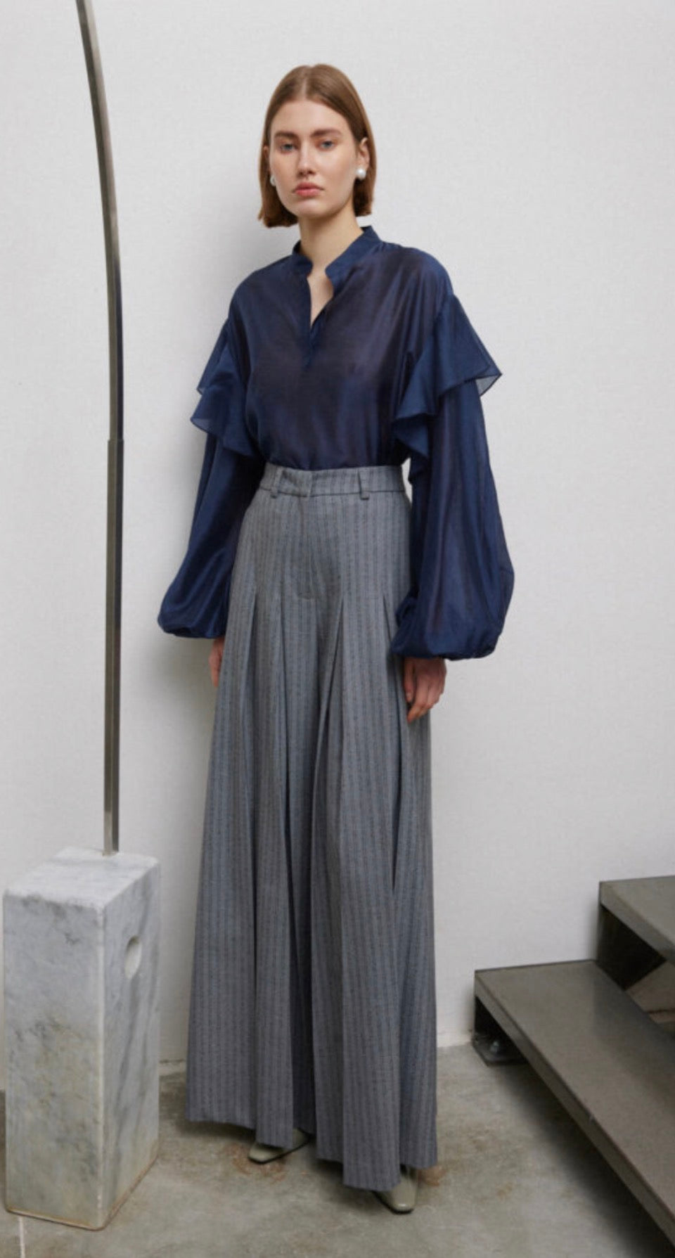 Gray wide leg pants