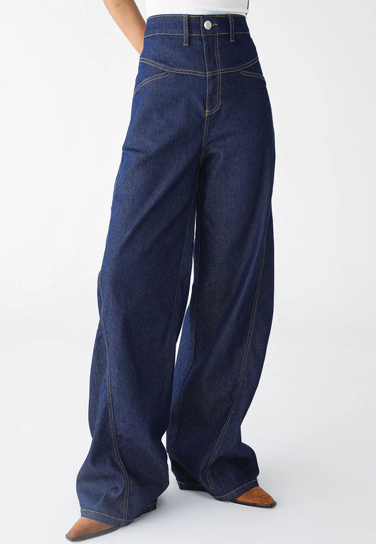 Denim super high waist pants