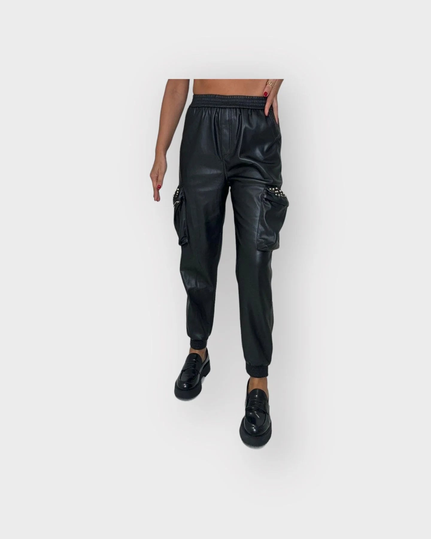 Eco leather cargo pants