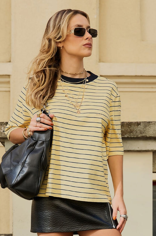 Butter yellow striped t-shirt