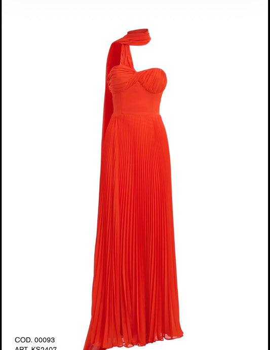 Orange strapless long dress Baroc Boutique 42