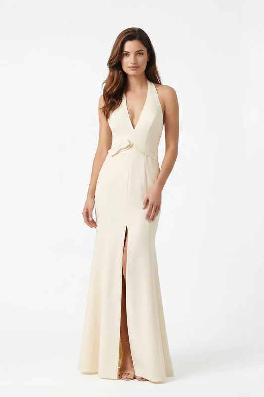 Cream halter neck long dress Baroc Boutique 44