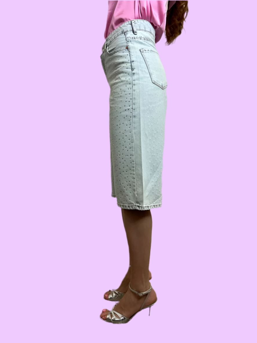 Alley denim bermuda with rhinestones Baroc Boutique