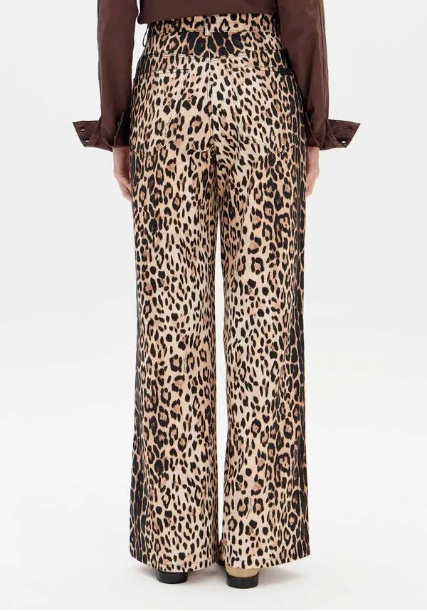 Animal print twill wide leg pants Baroc Boutique