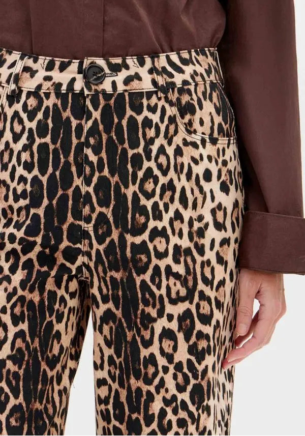 Animal print twill wide leg pants Baroc Boutique
