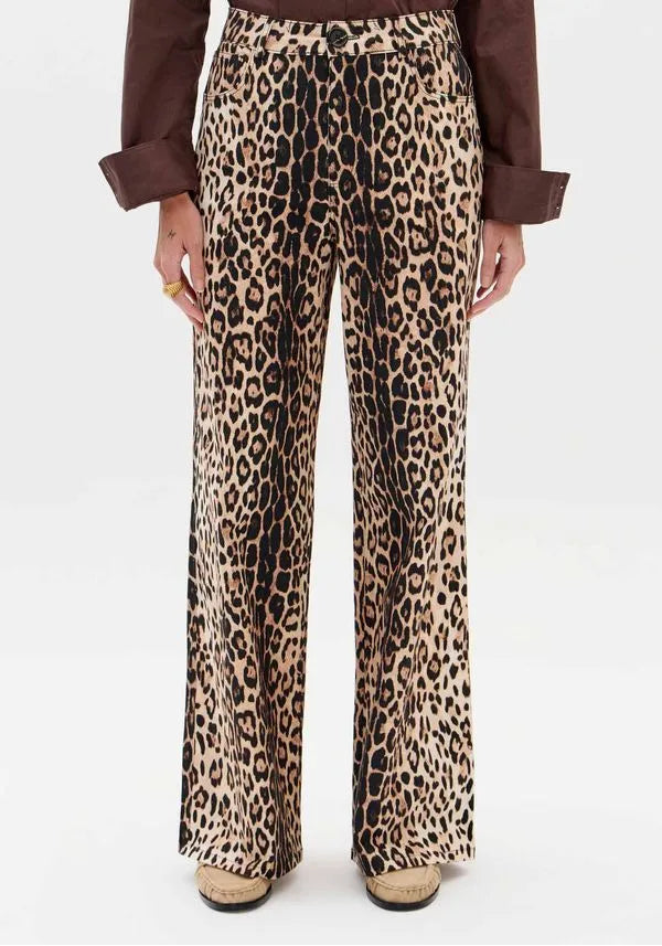 Animal print twill wide leg pants Baroc Boutique