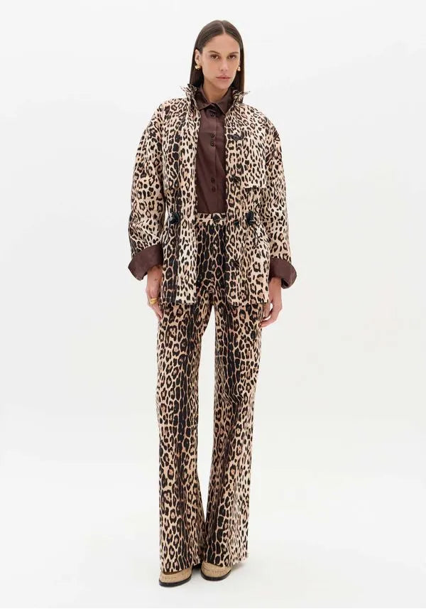 Animal print twill wide leg pants Baroc Boutique