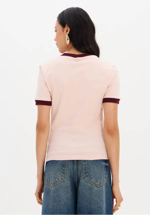 Baby look bicolor t-shirt with print Baroc Boutique