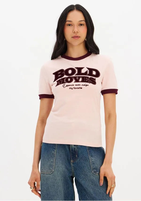 Baby look bicolor t-shirt with print Baroc Boutique