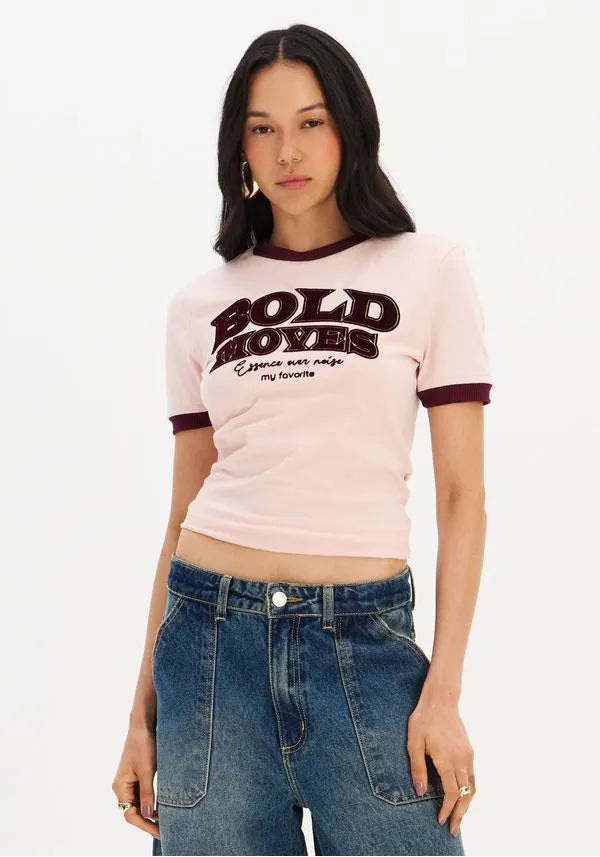 Baby look bicolor t-shirt with print Baroc Boutique