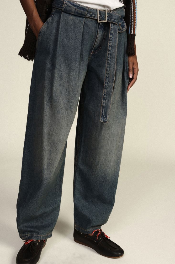Baggy jeans high-waist with matching belt Baroc Boutique
