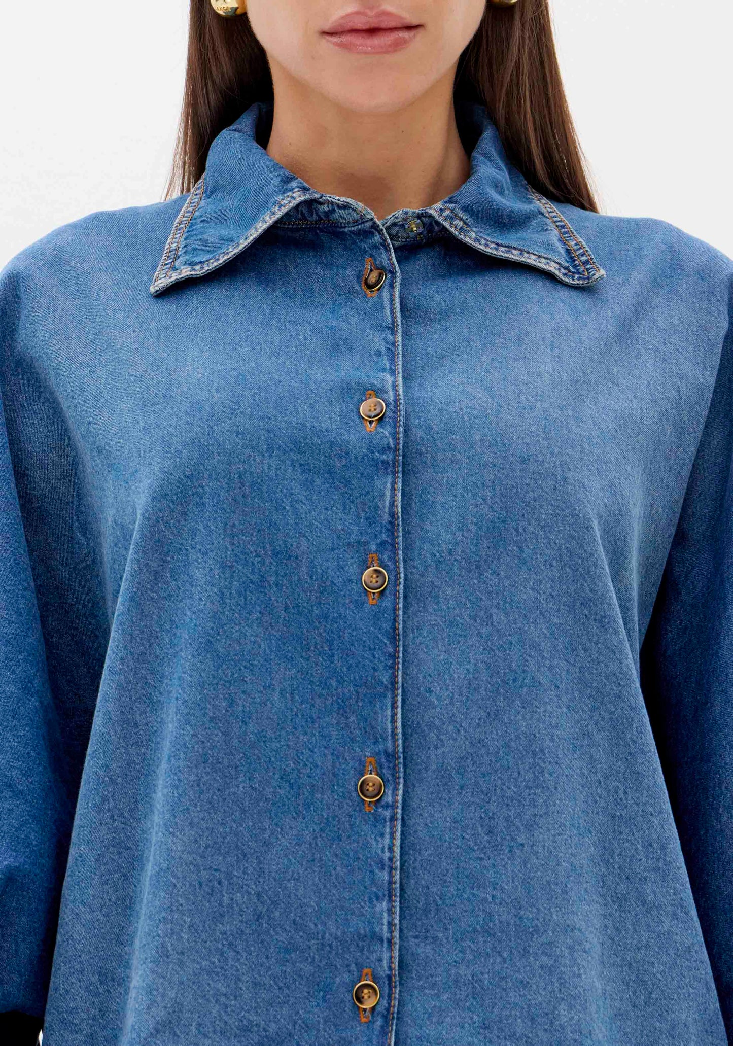 Balloon sleeve denim shirt Baroc Boutique