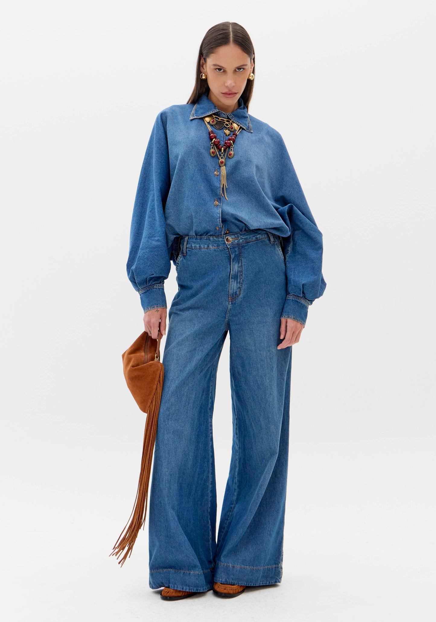 Balloon sleeve denim shirt Baroc Boutique