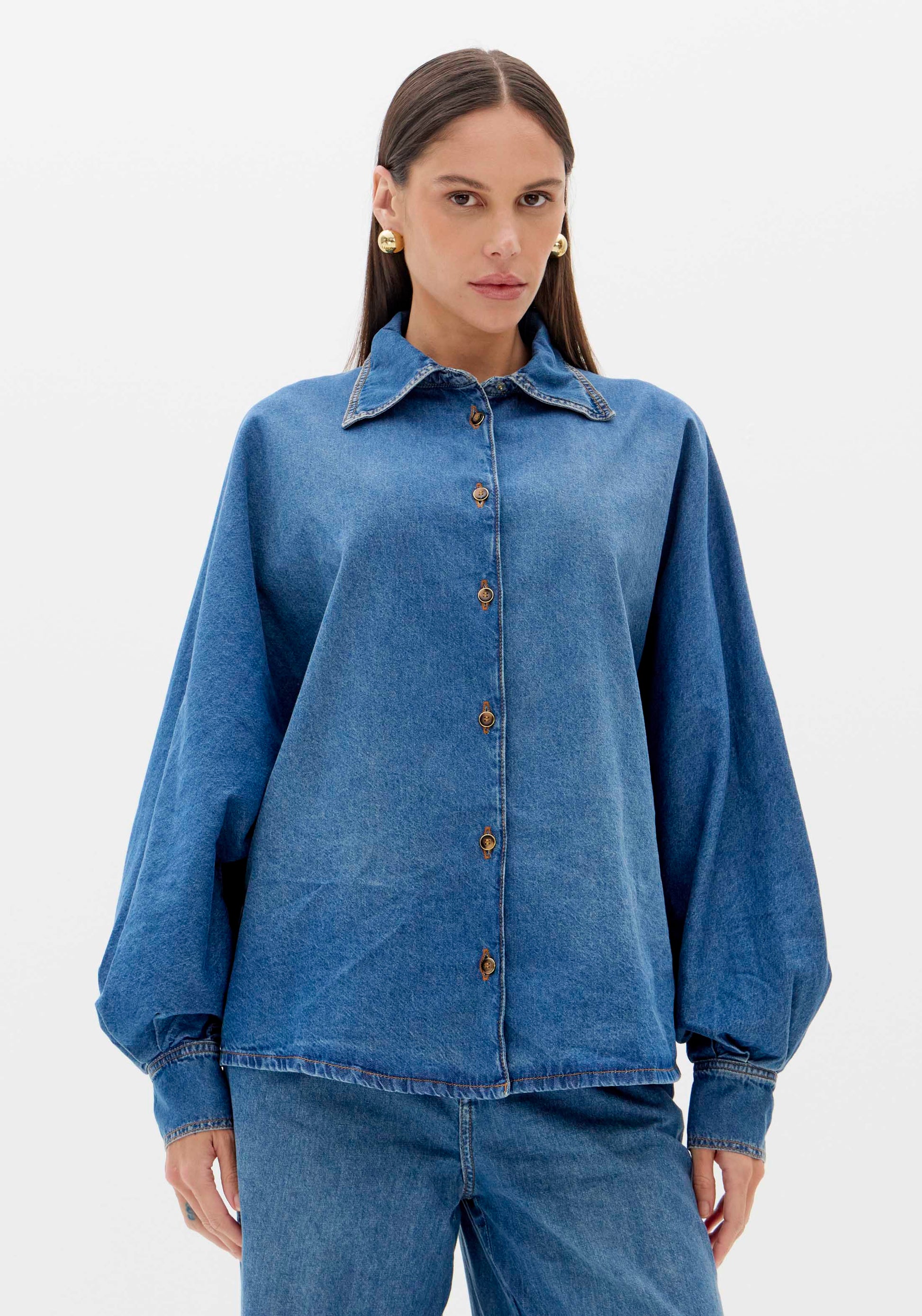 Balloon sleeve denim shirt Baroc Boutique